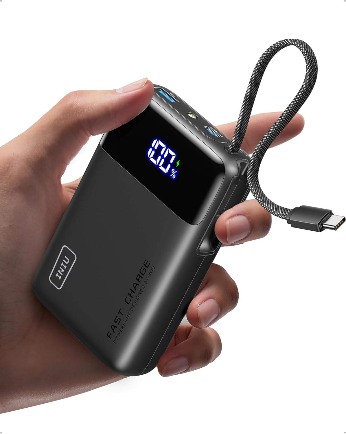 INIU Portable Charger, Smaller 45W Fast Charging Power Bank, 20000mAh Black