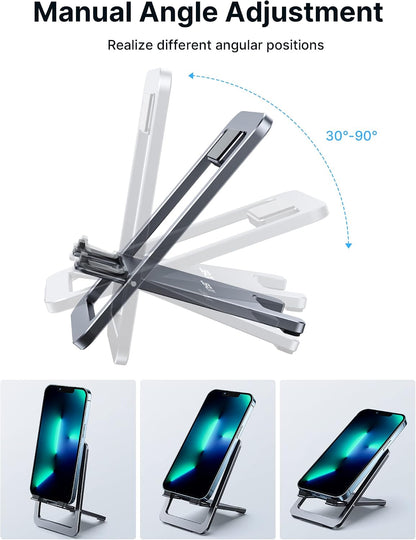 JSAUX Fold-Flat Cell Phone Stand 2-Pack, Adjustable Desk Holder-Gray
