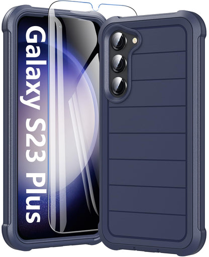 Hensinple for Samsung Galaxy A37 5G Phone Case with Screen Protector, Heavy Duty Military Shockproof Full Body Durable TPU Protective Cover Case for Samsung A37 5G (Black)