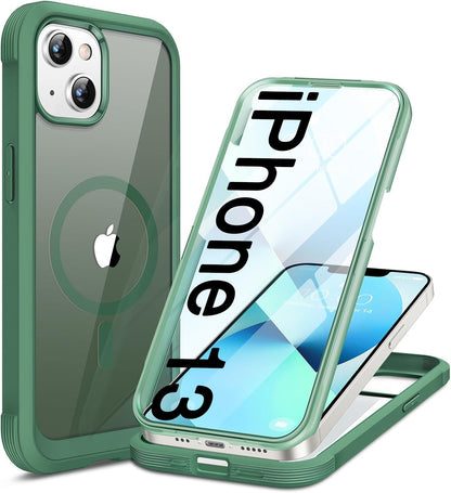 Miracase Magnetic for iPhone 15 Pro Max Case 6.7'' [Compatible with Magsafe] Full-Body Drop Proof Bumper Phone Case for iPhone 15 Pro Max with Built-in 9H Tempered Glass Screen Protector,Black