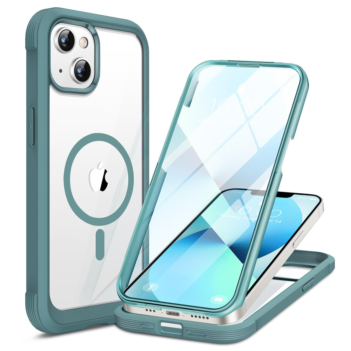 Miracase Magnetic for iPhone 15 Pro Max Case 6.7'' [Compatible with Magsafe] Full-Body Drop Proof Bumper Phone Case for iPhone 15 Pro Max with Built-in 9H Tempered Glass Screen Protector,Black