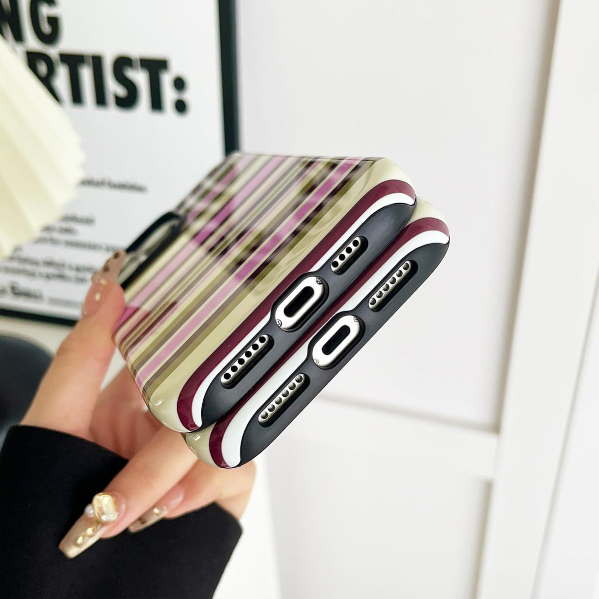 for iPhone 17 Pro Case Cute Yellow Colorful Striped Phone Case