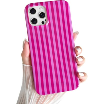 Yeddabox for iPhone 16 Pro Case Cute Striped Phone Case Soft TPU Slim Shockproof Phone Cover for Women Girls, Pink and Yellow