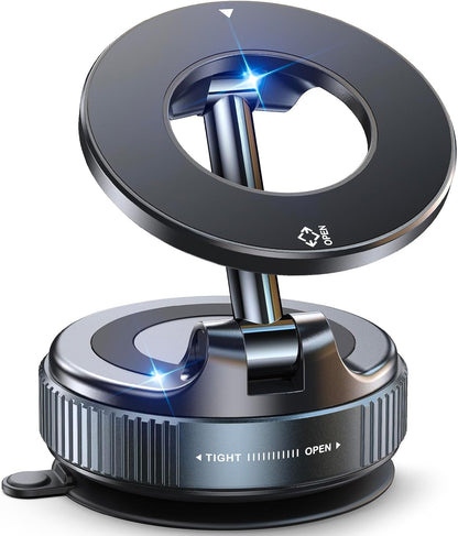 Jononser Magnetic Car Phone Holder for MagSafe, Nano-Gel Suction Cup Car Phone Mount for Car Dashboard & Windshield, Pocket-Size Foldable 360° Adjustable Car Mount for iPhone 17 16 15 14 13 12 Series