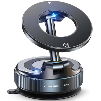 Jononser Magnetic Car Phone Holder for MagSafe, Nano-Gel Suction Cup Car Phone Mount for Car Dashboard & Windshield, Pocket-Size Foldable 360° Adjustable Car Mount for iPhone 17 16 15 14 13 12 Series