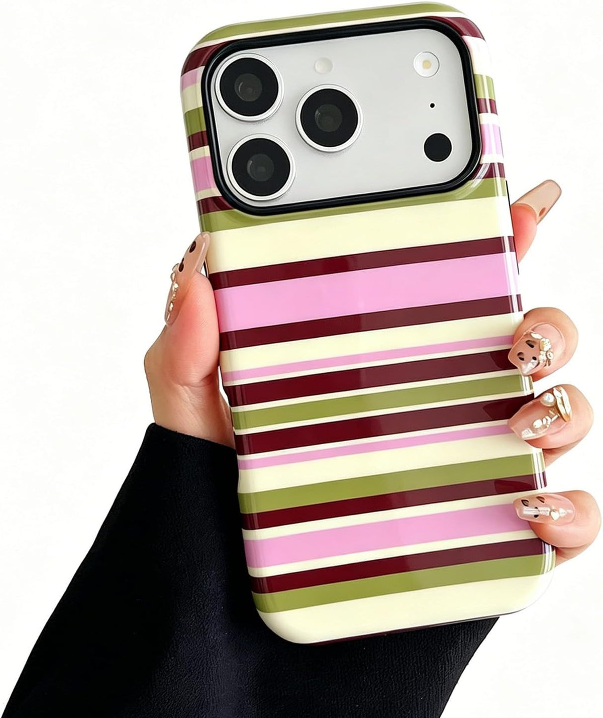for iPhone 17 Pro Case Cute Yellow Colorful Striped Phone Case