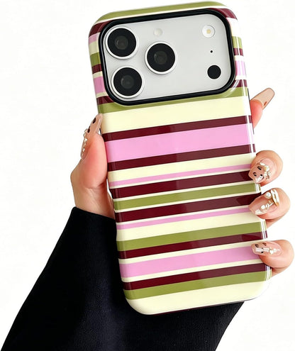 for iPhone 17 Pro Case Cute Yellow Colorful Striped Phone Case