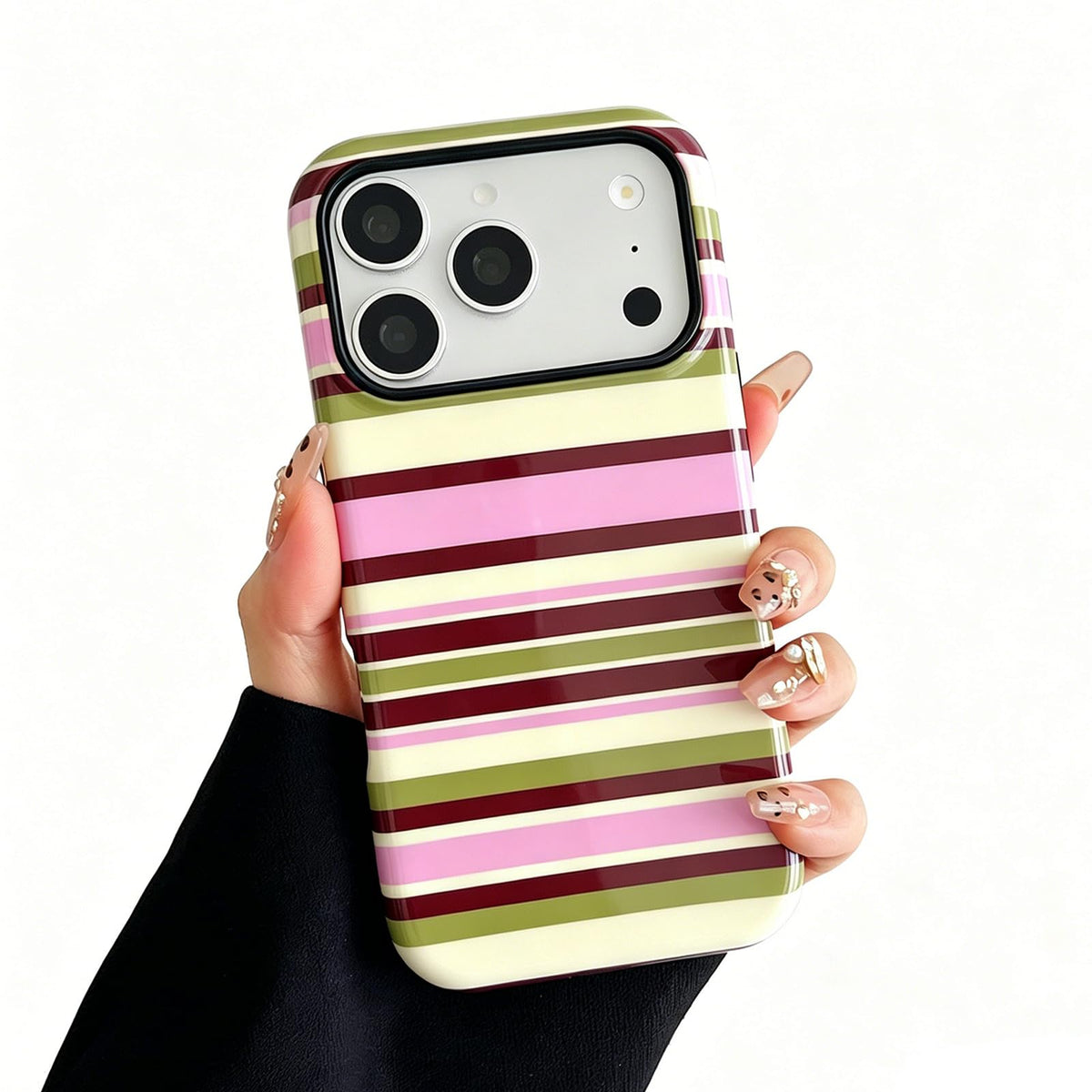 for iPhone 17 Pro Case Cute Yellow Colorful Striped Phone Case