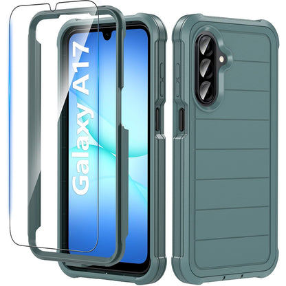 Hensinple for Samsung Galaxy A17 5G Phone Case with Screen Protector, Heavy Duty Military Shockproof Full Body Durable TPU Protective Cover Case for Samsung A17 5G (Black)