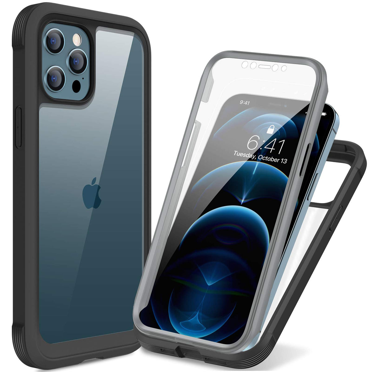Miracase Magnetic for iPhone 15 Pro Max Case 6.7'' [Compatible with Magsafe] Full-Body Drop Proof Bumper Phone Case for iPhone 15 Pro Max with Built-in 9H Tempered Glass Screen Protector,Black