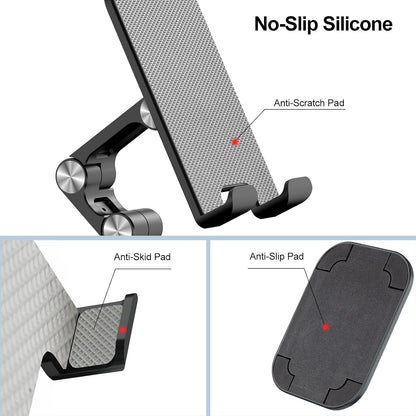 OCYCLONE Phone Stand for Desk, Foldable Cell Phone Stand Holder, Black