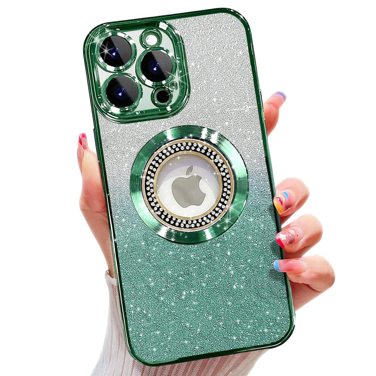 Misscase for iPhone 14 Magnetic Glitter Case Compatible with MagSafe,Full Protection Slim Shockproof Anti-Scratch Case with Camera Lens Protector Logo View Dust-Proof Net for Women Gold