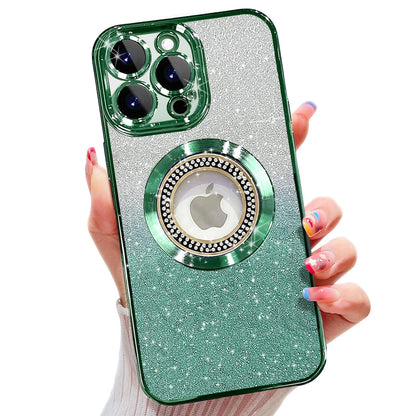 Misscase for iPhone 14 Magnetic Glitter Case Compatible with MagSafe,Full Protection Slim Shockproof Anti-Scratch Case with Camera Lens Protector Logo View Dust-Proof Net for Women Gold