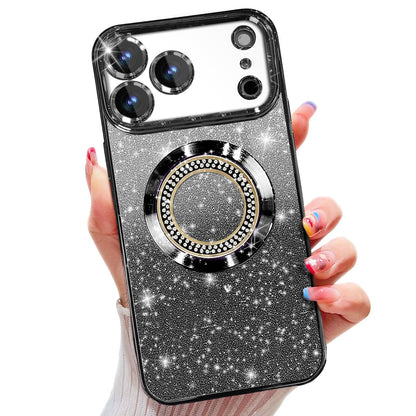 Misscase for iPhone 14 Magnetic Glitter Case Compatible with MagSafe,Full Protection Slim Shockproof Anti-Scratch Case with Camera Lens Protector Logo View Dust-Proof Net for Women Gold