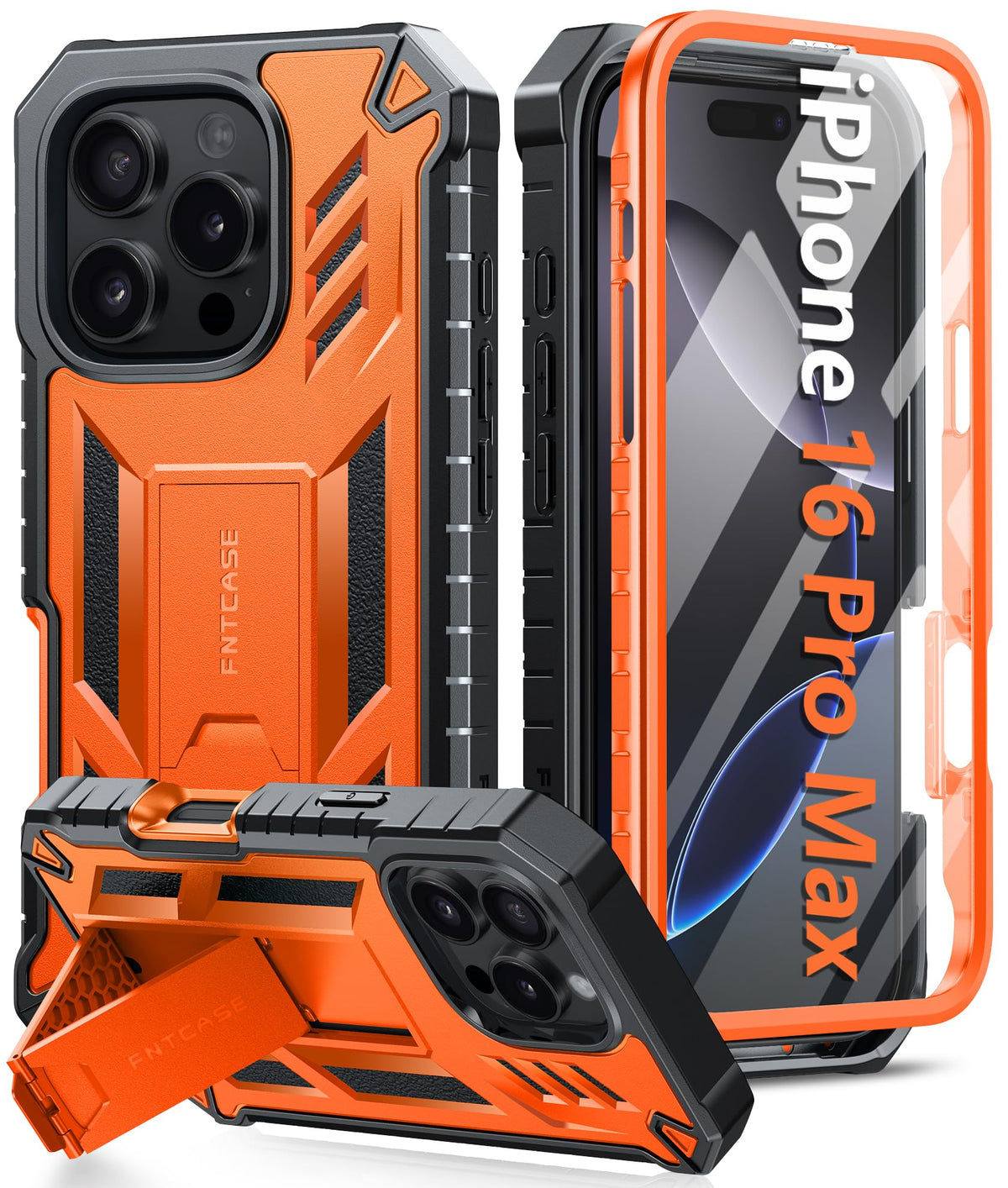 FNTCASE for iPhone 17e Case with Built-in Screen Protector and Kickstand