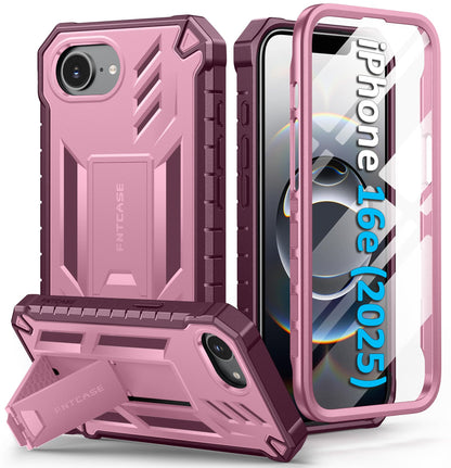 FNTCASE for iPhone 17e Case with Built-in Screen Protector and Kickstand