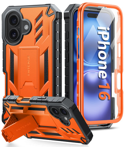 FNTCASE for iPhone 17e Case with Built-in Screen Protector and Kickstand