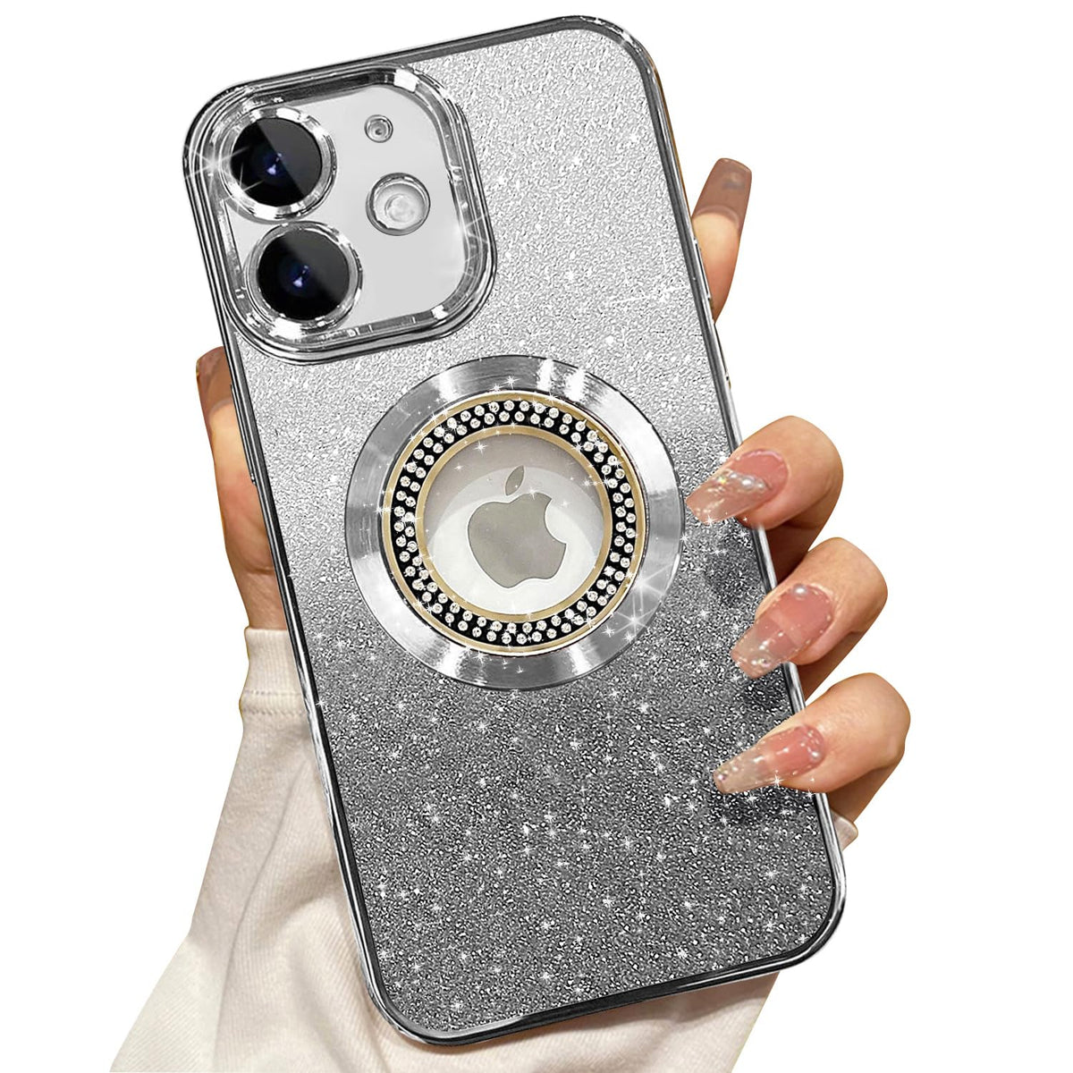 Misscase for iPhone 14 Magnetic Glitter Case Compatible with MagSafe,Full Protection Slim Shockproof Anti-Scratch Case with Camera Lens Protector Logo View Dust-Proof Net for Women Gold