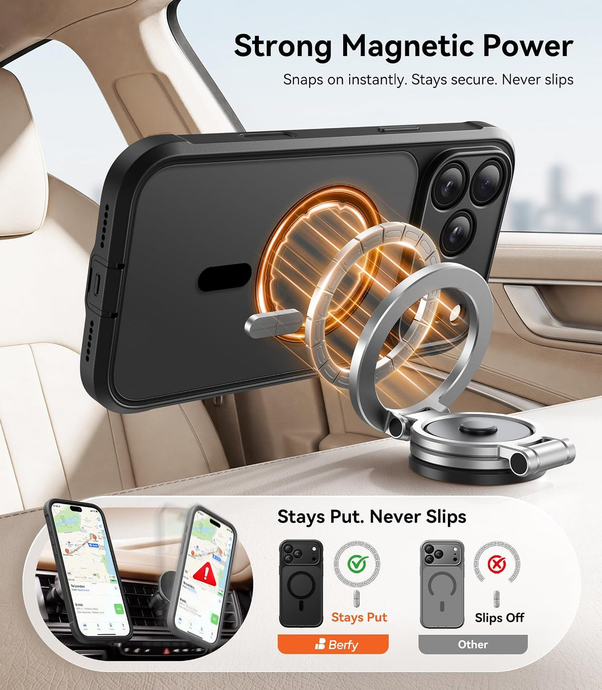 BERFY for iPhone 18 Pro Max Case/iPhone 17 Pro Max Case, Fit for Magsafe