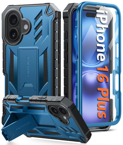 FNTCASE for iPhone 17e Case with Built-in Screen Protector and Kickstand