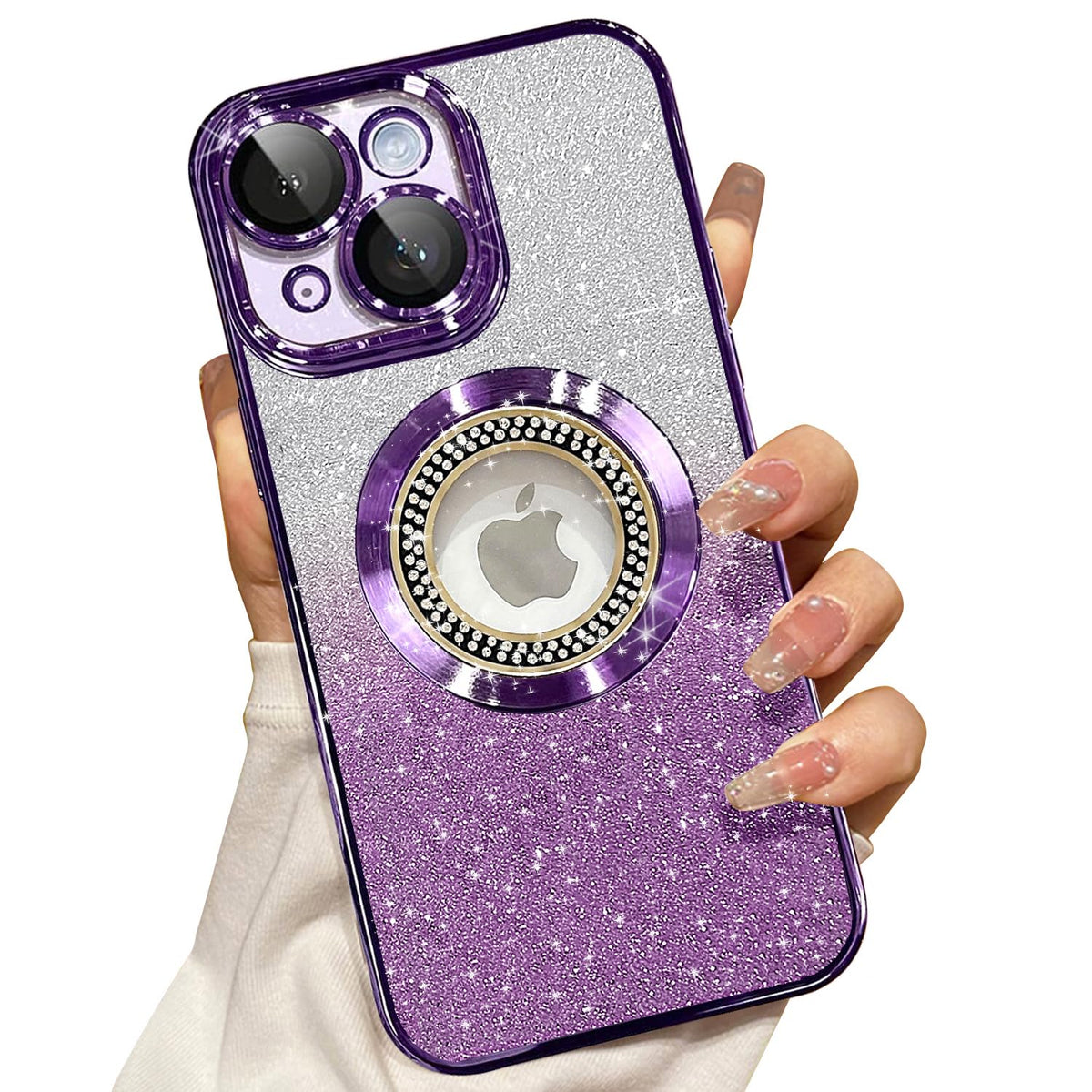Misscase for iPhone 14 Magnetic Glitter Case Compatible with MagSafe,Full Protection Slim Shockproof Anti-Scratch Case with Camera Lens Protector Logo View Dust-Proof Net for Women Gold