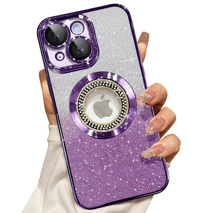 Misscase for iPhone 14 Magnetic Glitter Case Compatible with MagSafe,Full Protection Slim Shockproof Anti-Scratch Case with Camera Lens Protector Logo View Dust-Proof Net for Women Gold