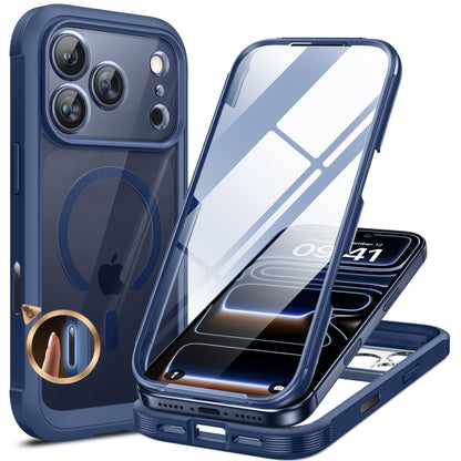 Miracase Magnetic for iPhone 15 Pro Max Case 6.7'' [Compatible with Magsafe] Full-Body Drop Proof Bumper Phone Case for iPhone 15 Pro Max with Built-in 9H Tempered Glass Screen Protector,Black