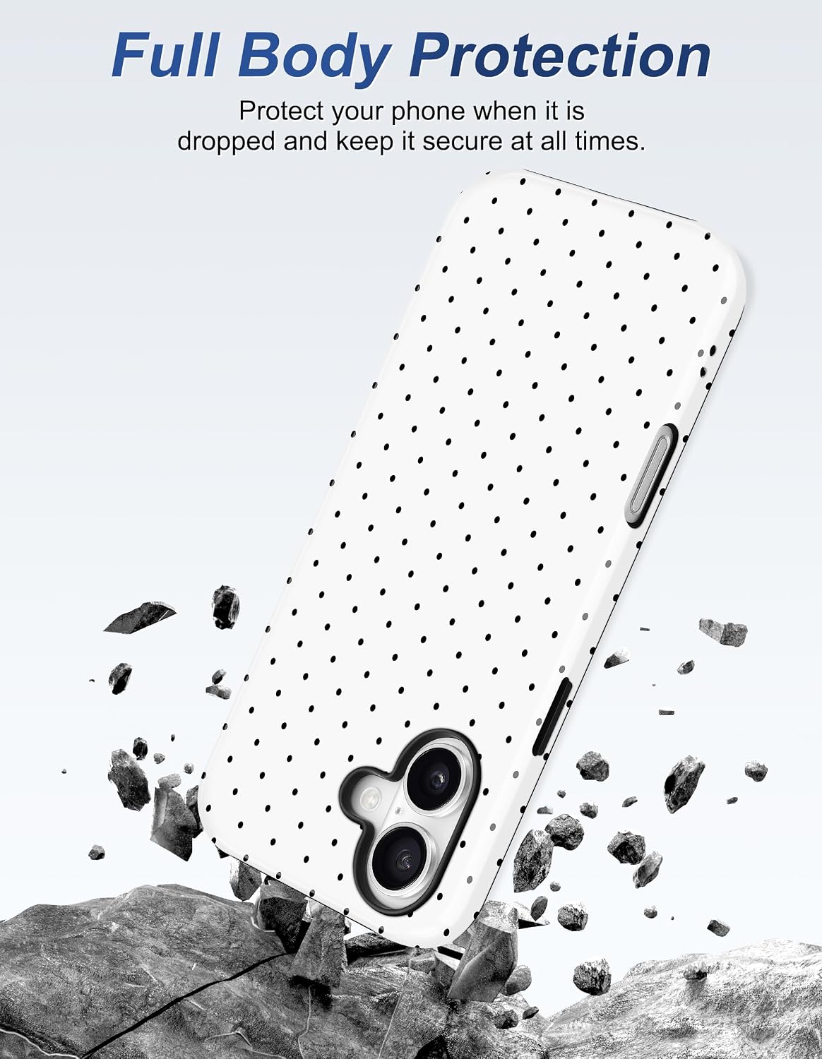 Jusy Magnetic Polka Dot Case for iPhone 16,White