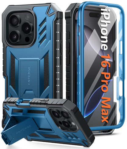 FNTCASE for iPhone 17e Case with Built-in Screen Protector and Kickstand