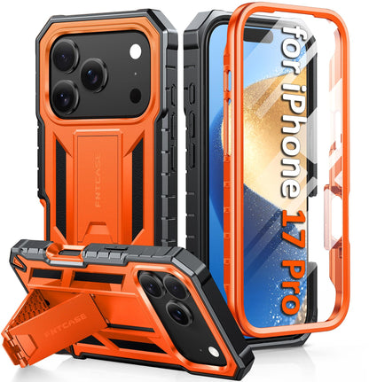 FNTCASE for iPhone 17e Case with Built-in Screen Protector and Kickstand