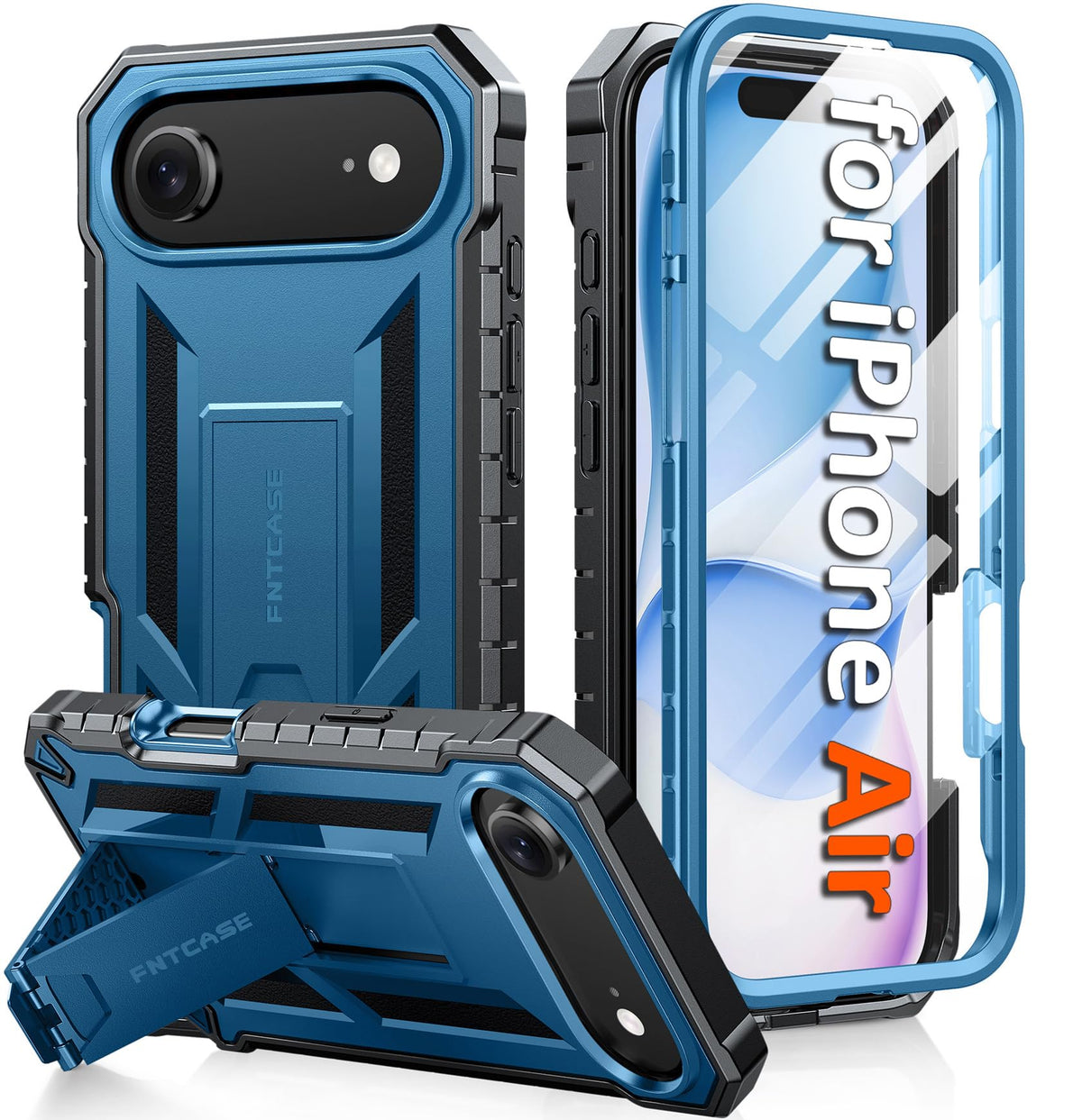 FNTCASE for iPhone 17e Case with Built-in Screen Protector and Kickstand