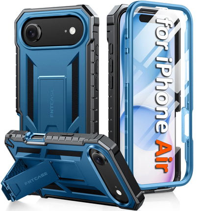 FNTCASE for iPhone 17e Case with Built-in Screen Protector and Kickstand