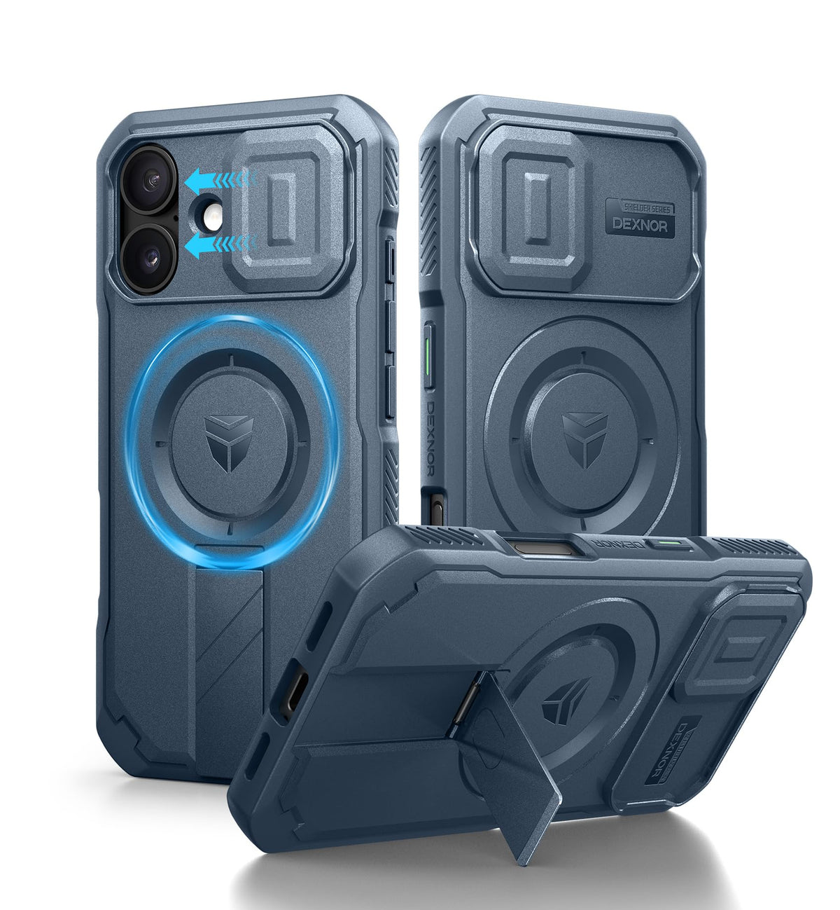 Dexnor for iPhone 17e/16e Case with Slide Camera Cover, 6.1 inch Navy Blue