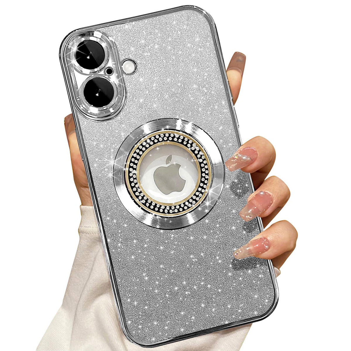 Misscase for iPhone 14 Magnetic Glitter Case Compatible with MagSafe,Full Protection Slim Shockproof Anti-Scratch Case with Camera Lens Protector Logo View Dust-Proof Net for Women Gold