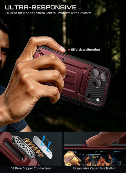 SUPCASE for iPhone 18 Pro Case / 17 Pro Case with Belt Clip, Burgundy