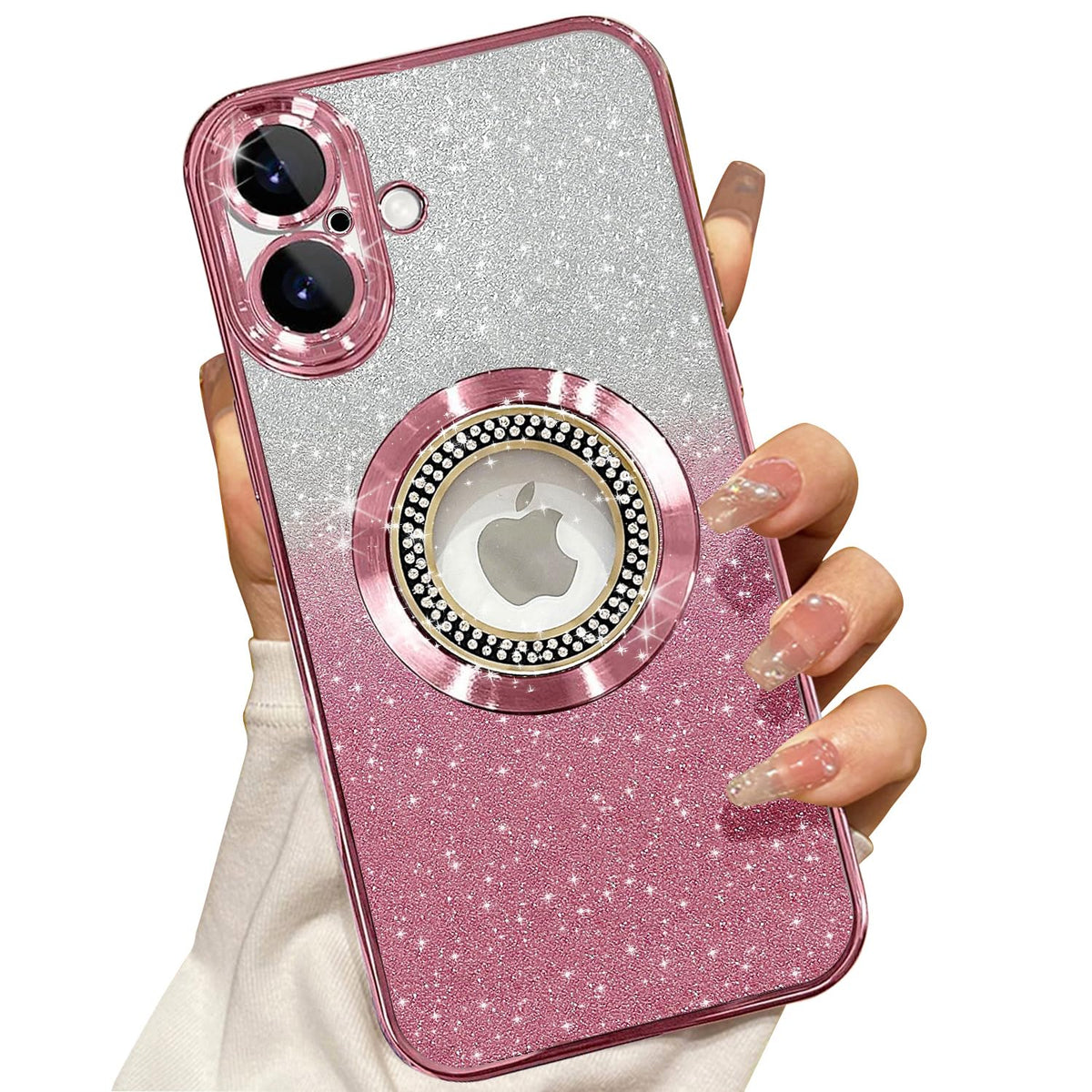 Misscase for iPhone 14 Magnetic Glitter Case Compatible with MagSafe,Full Protection Slim Shockproof Anti-Scratch Case with Camera Lens Protector Logo View Dust-Proof Net for Women Gold