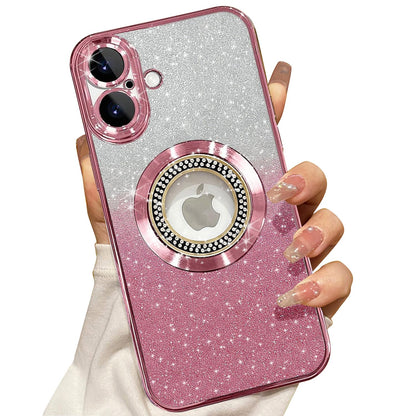 Misscase for iPhone 14 Magnetic Glitter Case Compatible with MagSafe,Full Protection Slim Shockproof Anti-Scratch Case with Camera Lens Protector Logo View Dust-Proof Net for Women Gold