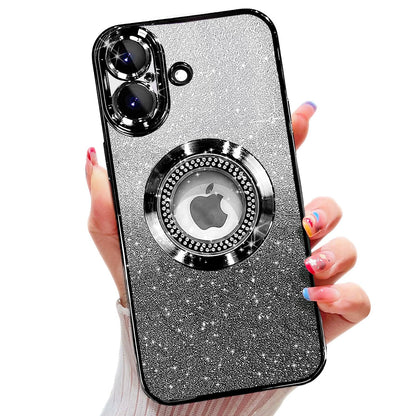Misscase for iPhone 14 Magnetic Glitter Case Compatible with MagSafe,Full Protection Slim Shockproof Anti-Scratch Case with Camera Lens Protector Logo View Dust-Proof Net for Women Gold