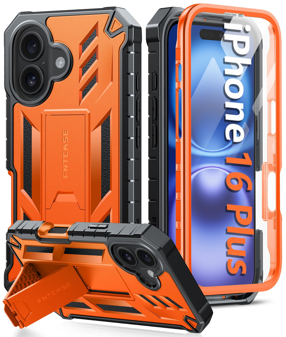FNTCASE for iPhone 17e Case with Built-in Screen Protector and Kickstand