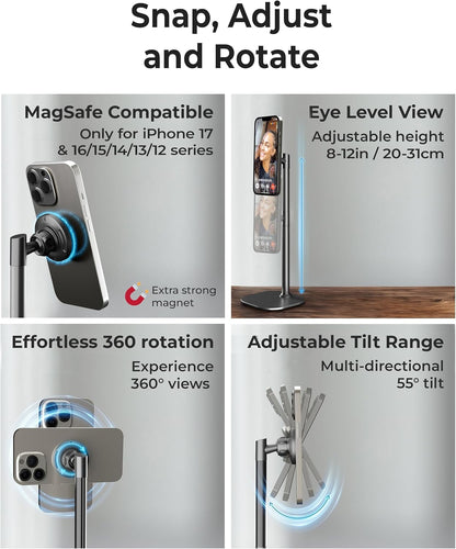 COOPER MagStand Magnetic Phone Stand for Desk, MagSafe Tripod, iPhone 17