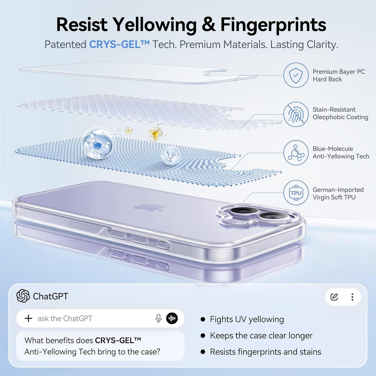 CASEKOO for iPhone 17 Case Smooth Crystal Clear, Patented Anti-Yellow, Slim
