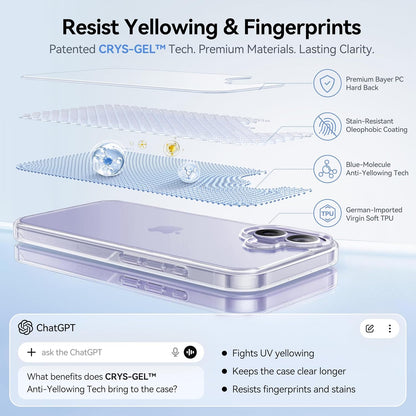 CASEKOO for iPhone 17 Case Smooth Crystal Clear, Patented Anti-Yellow, Slim