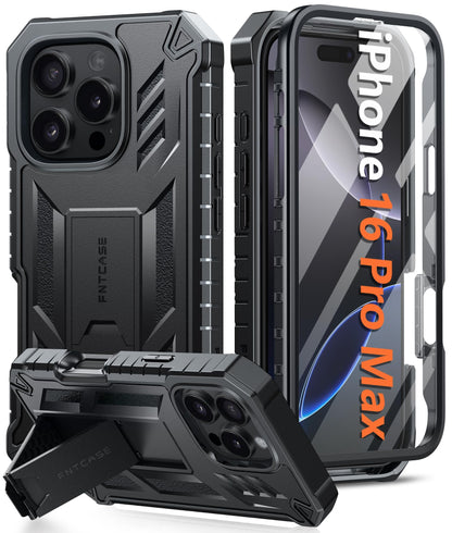 FNTCASE for iPhone 17e Case with Built-in Screen Protector and Kickstand
