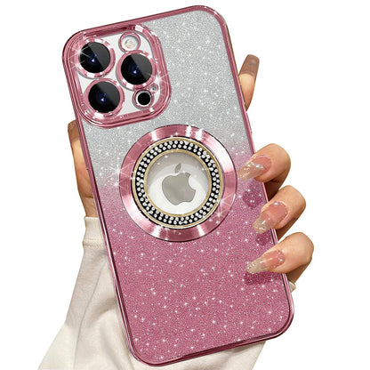 Misscase for iPhone 14 Magnetic Glitter Case Compatible with MagSafe,Full Protection Slim Shockproof Anti-Scratch Case with Camera Lens Protector Logo View Dust-Proof Net for Women Gold