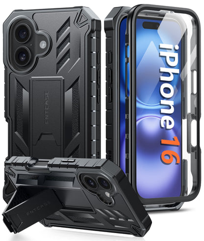 FNTCASE for iPhone 17e Case with Built-in Screen Protector and Kickstand