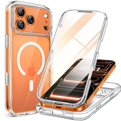 Miracase Magnetic for iPhone 15 Pro Max Case 6.7'' [Compatible with Magsafe] Full-Body Drop Proof Bumper Phone Case for iPhone 15 Pro Max with Built-in 9H Tempered Glass Screen Protector,Black