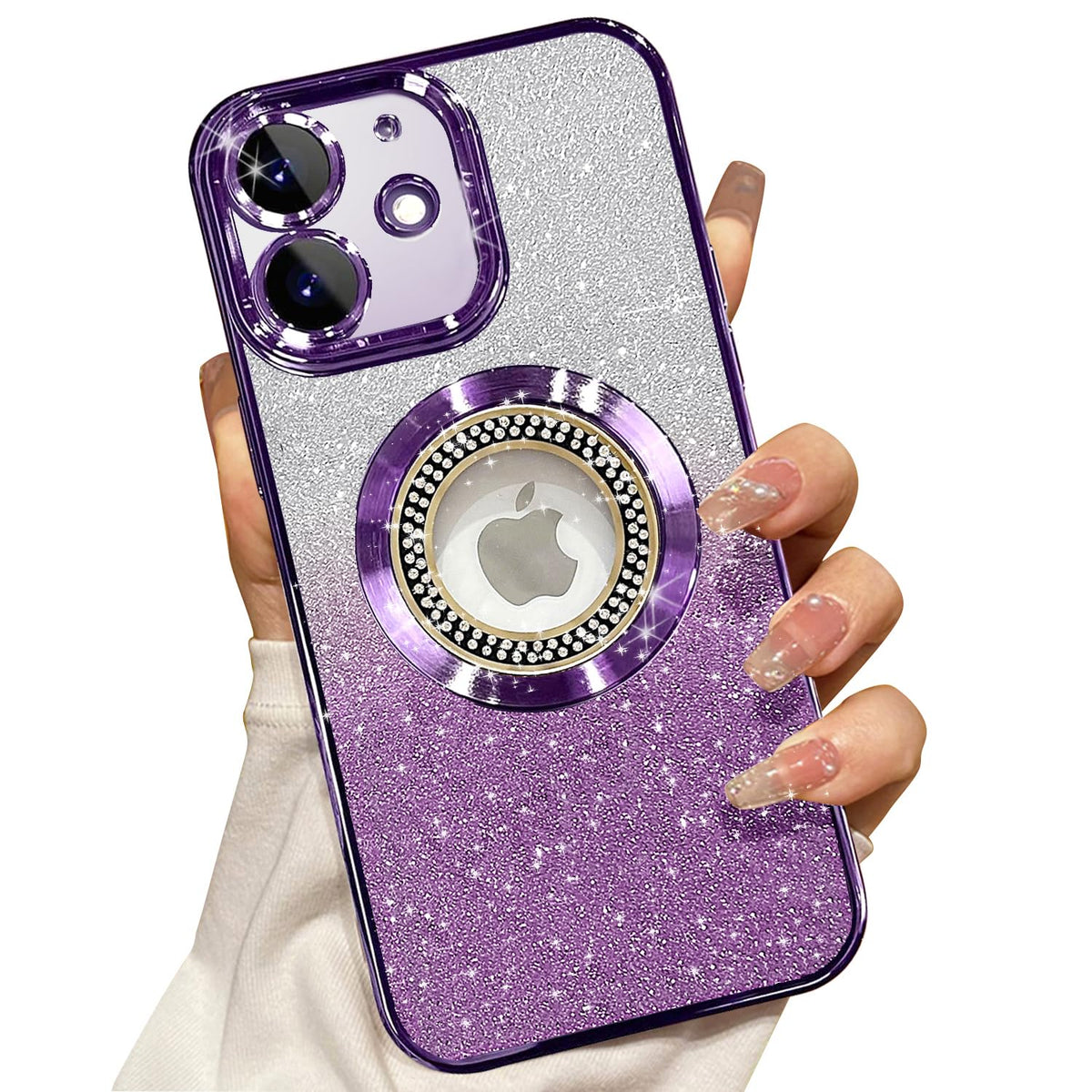Misscase for iPhone 14 Magnetic Glitter Case Compatible with MagSafe,Full Protection Slim Shockproof Anti-Scratch Case with Camera Lens Protector Logo View Dust-Proof Net for Women Gold