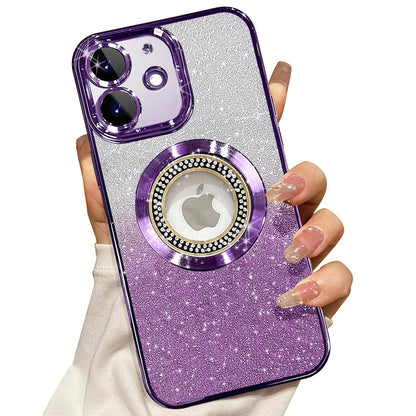 Misscase for iPhone 14 Magnetic Glitter Case Compatible with MagSafe,Full Protection Slim Shockproof Anti-Scratch Case with Camera Lens Protector Logo View Dust-Proof Net for Women Gold