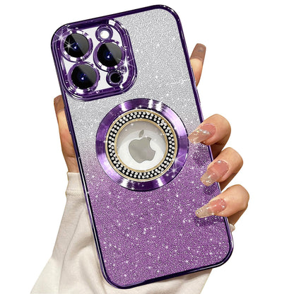 Misscase for iPhone 14 Magnetic Glitter Case Compatible with MagSafe,Full Protection Slim Shockproof Anti-Scratch Case with Camera Lens Protector Logo View Dust-Proof Net for Women Gold
