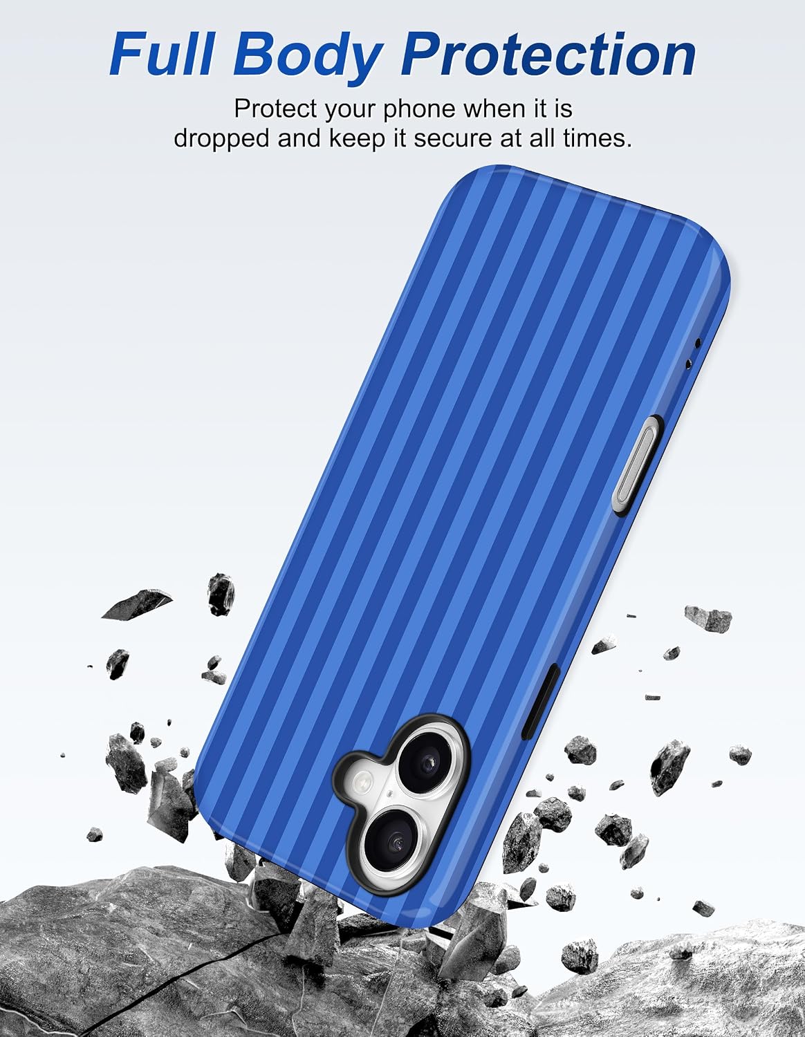 Magnetic Striped Phone Case for iPhone 17, Navy Blue